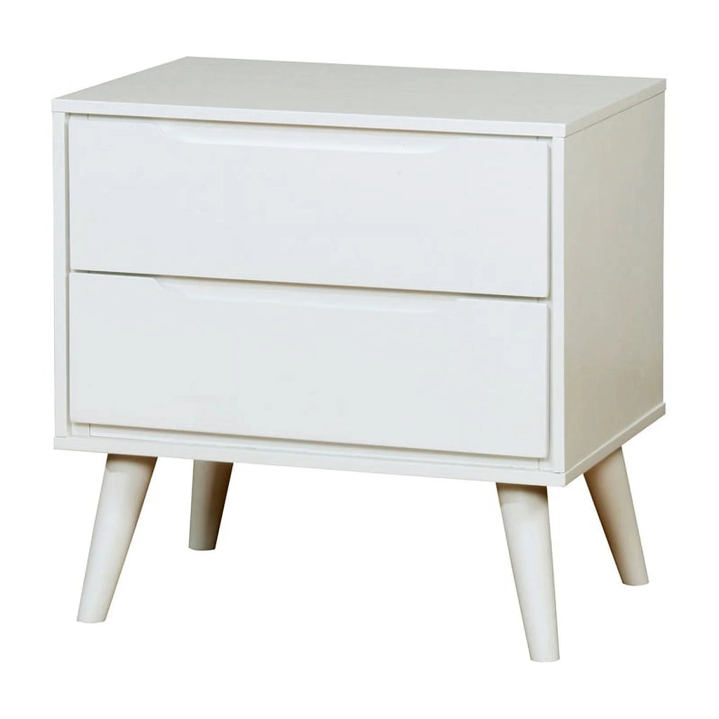 White Solid Wood King Bedroom Set with Nightstand E87084