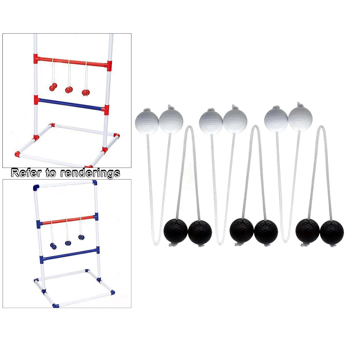 Ladder Toss Game with Golf Balls, Black and White K175