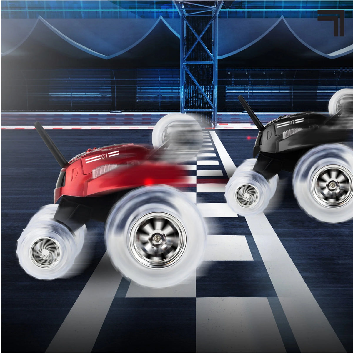 Red Remote Control 360 Spinning Car 2 pcs Q7865