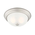11 inch 2-Light Pewter Flush Mount Ceiling Light with Etched Glass Shade B7931