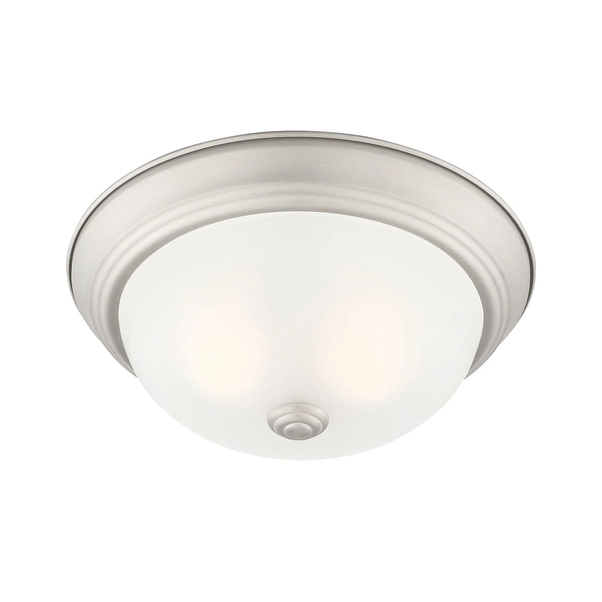 11 inch 2-Light Pewter Flush Mount Ceiling Light with Etched Glass Shade B7931