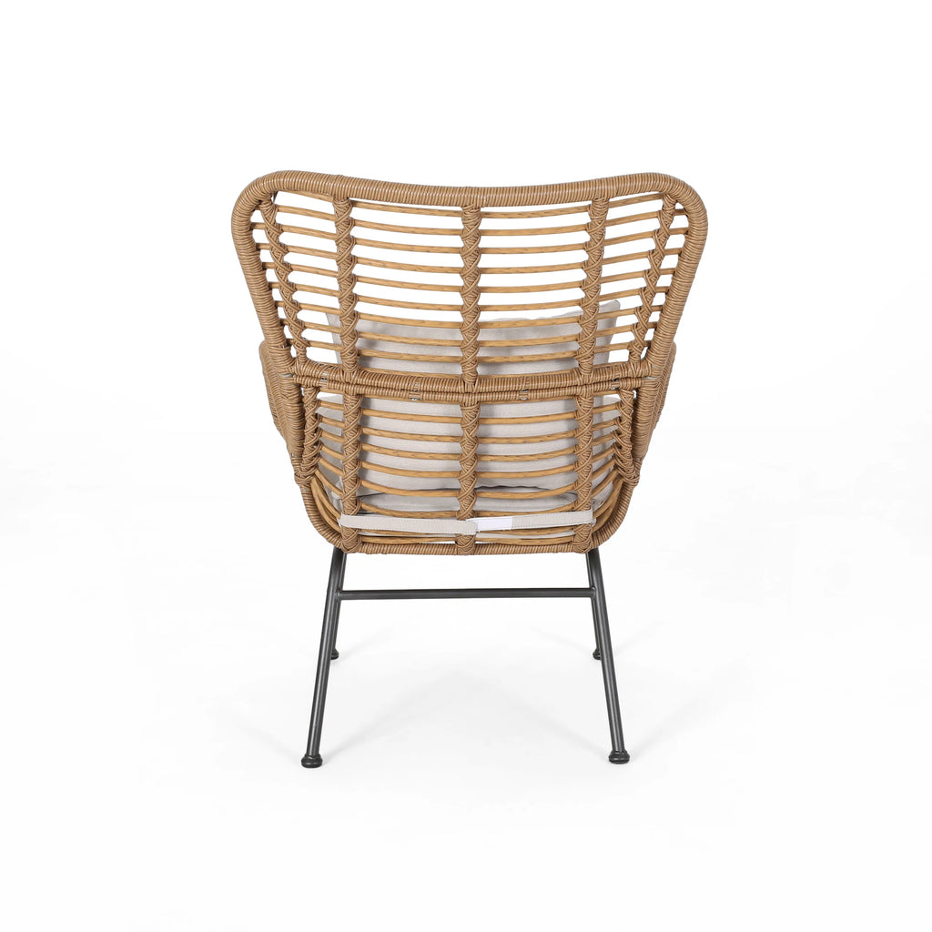 Light Brown and Beige Wicker Club Chairs with Cushions, Set of 2 P492565