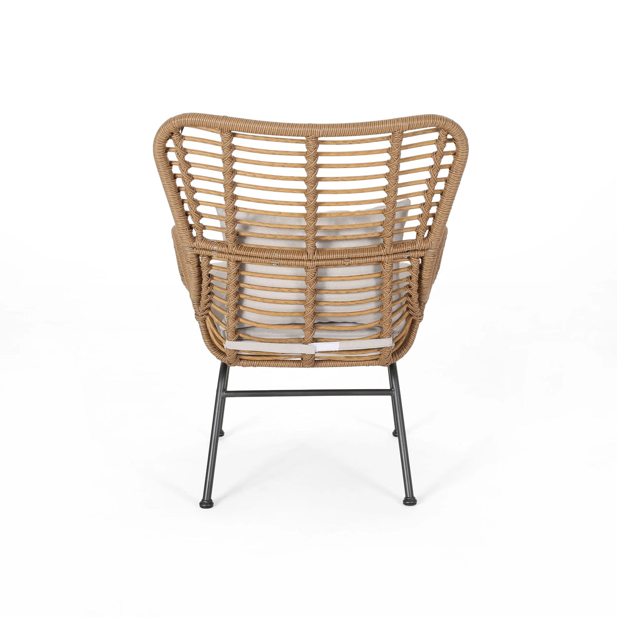 Light Brown and Beige Wicker Club Chairs with Cushions, Set of 2 P492565