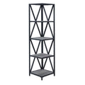 Weathered Grey Black 5-Tier Corner Bookcase G882