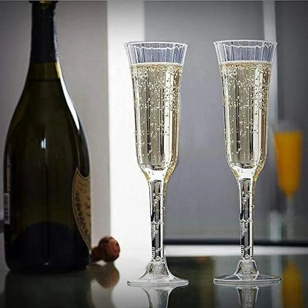 60 Pcs Clear Plastic Champagne Flutes N1228
