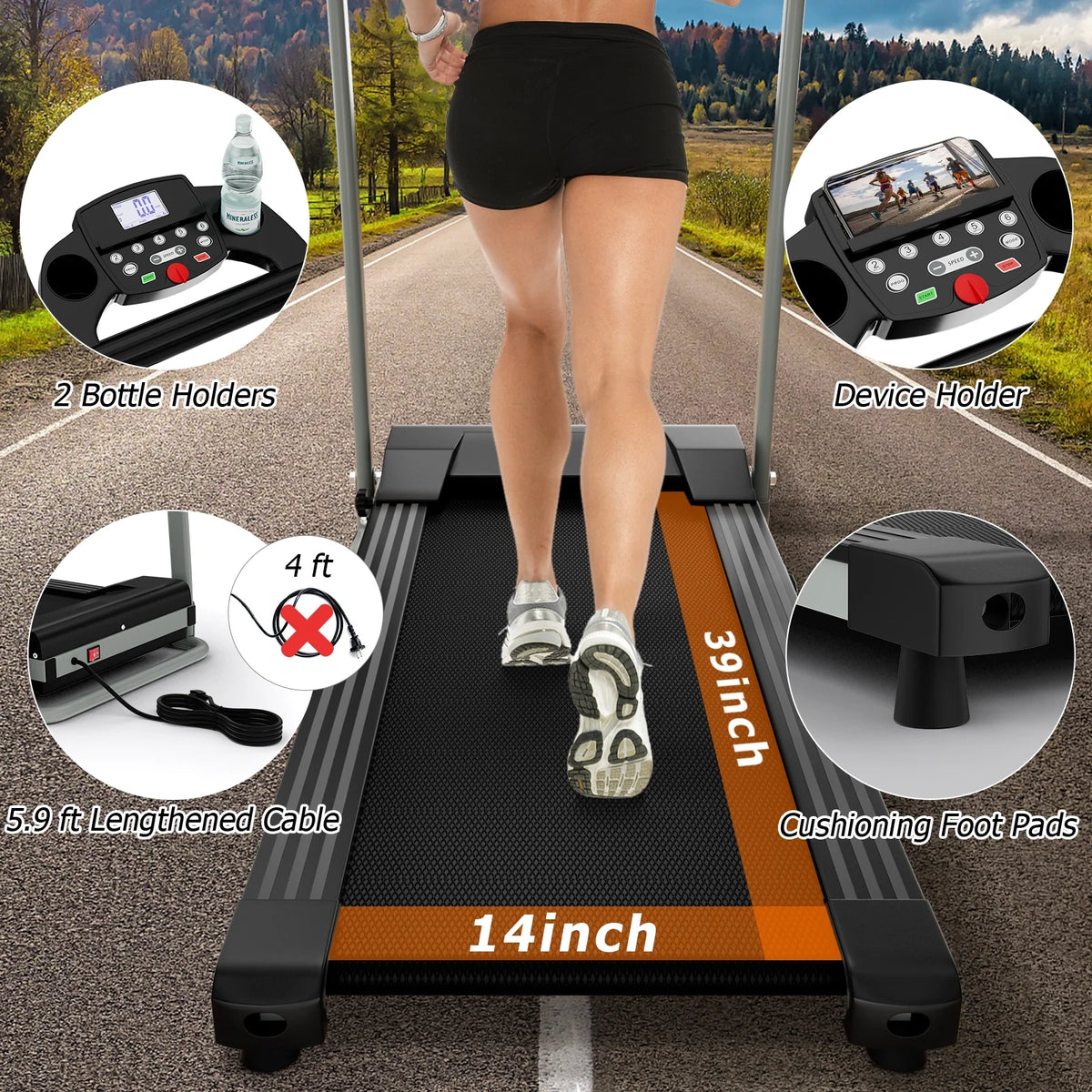2 HP Folding Treadmill with LCD Display J95052