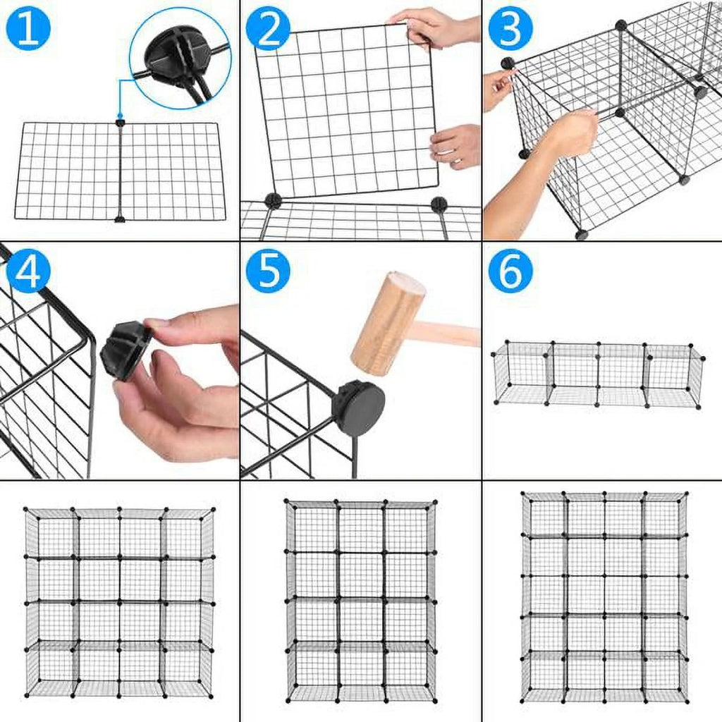 20-Cube Metal Grid Storage Shelves Organizer Bookcase S662