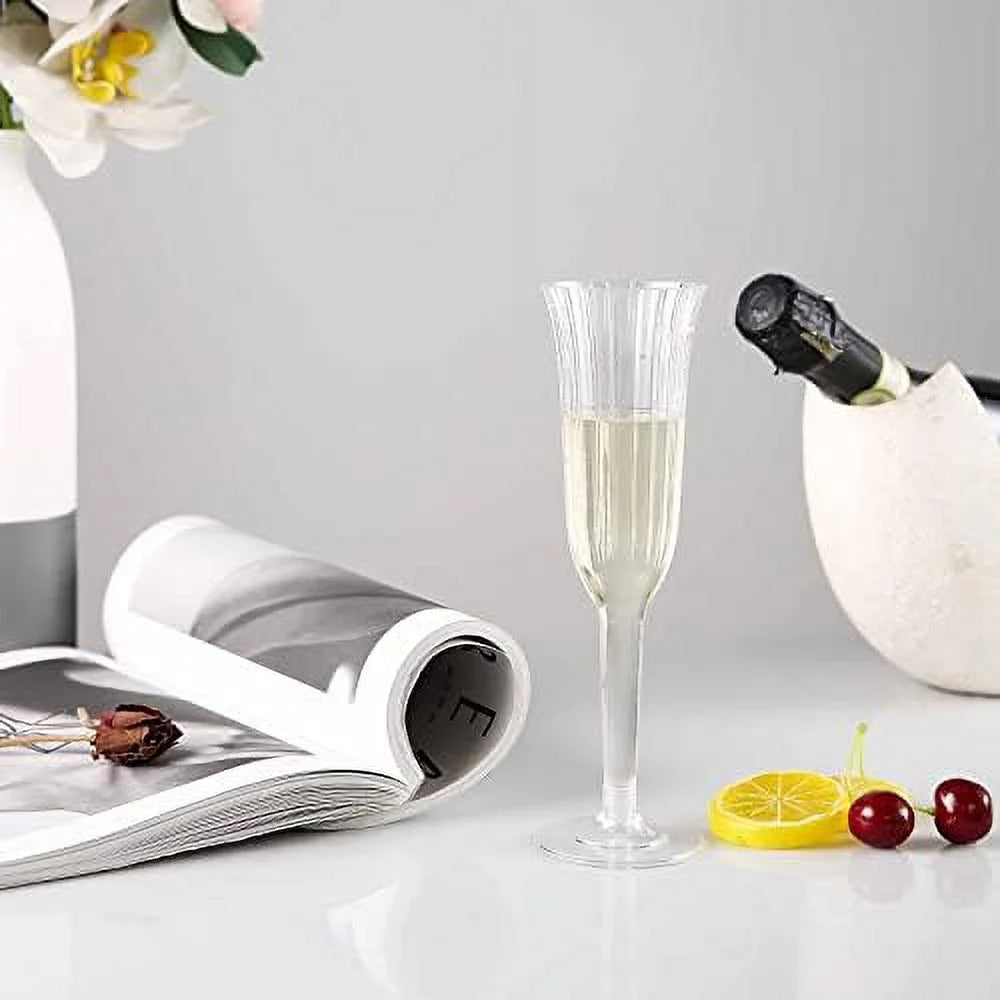 60 Pcs Clear Plastic Champagne Flutes N1228
