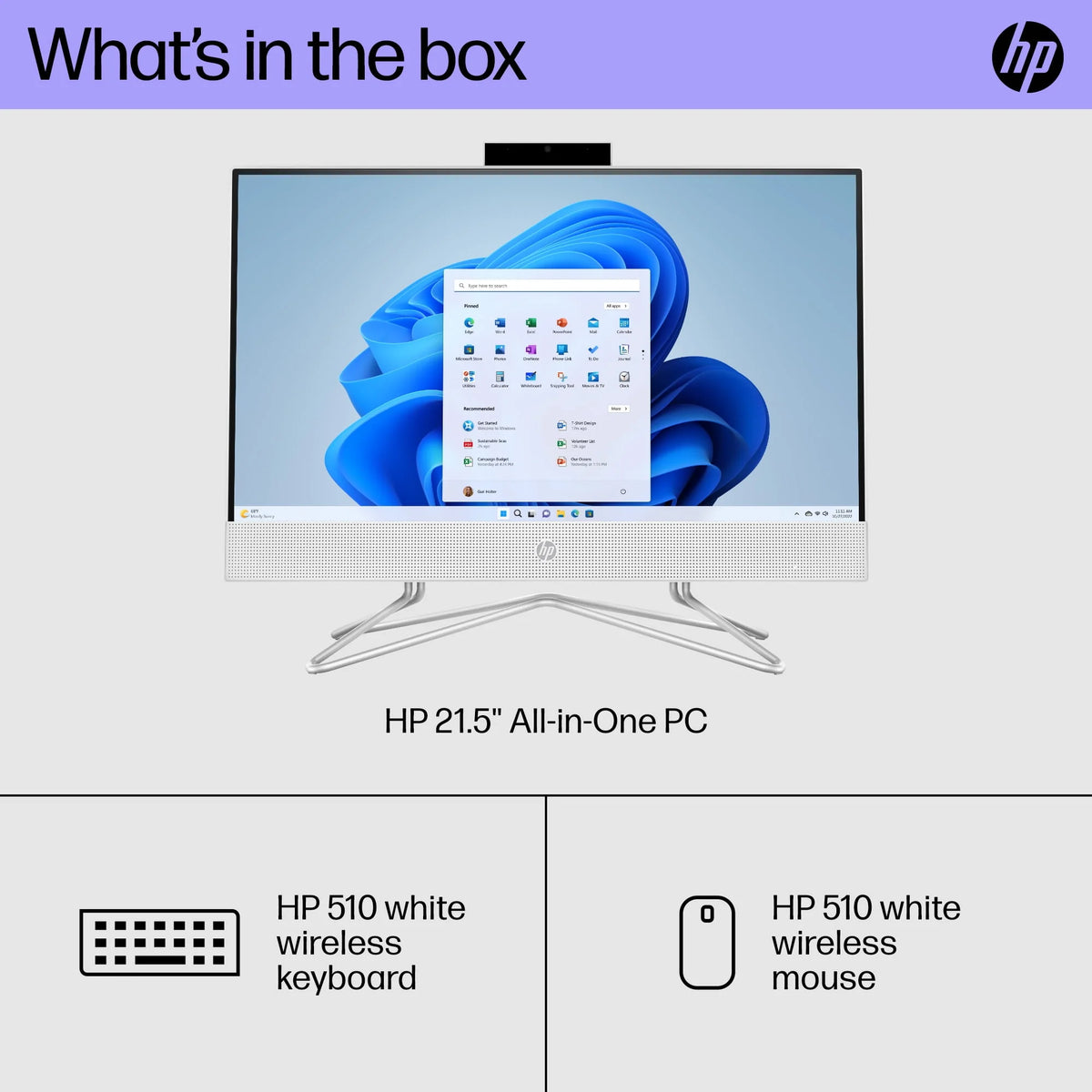 21.5 All-in-One PC, Intel Pentium, 8GB Memory, 128GB SSD, Windows 11 Home, White C338334