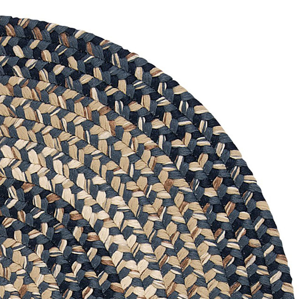 6' x 9' Navy Blue Beige Oval Area Rug V151