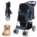 Foldable 4-Wheel Pet Stroller with Storage Basket J40919