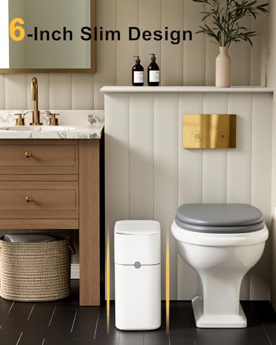 3 Gallon White Slim Motion Sensor Trash Can U72678
