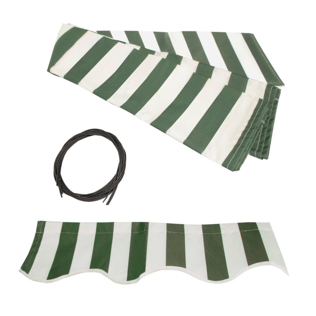 Motorized LED Half Cassette Retractable Awning 10 x 8 Feet Green/White K6015