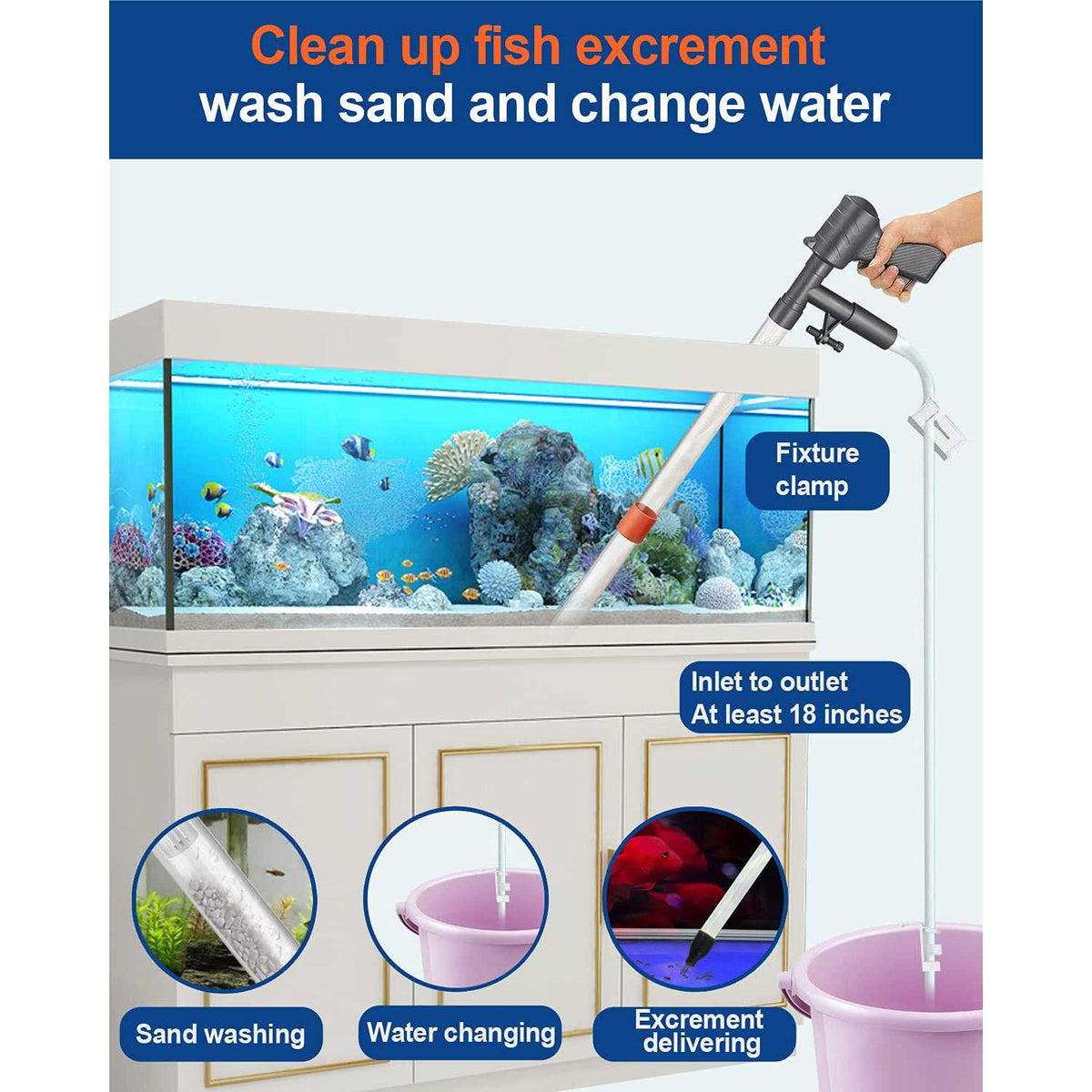 Aquarium Gravel Cleaner Vacuum with Thermometers Fish Net Kit V85123