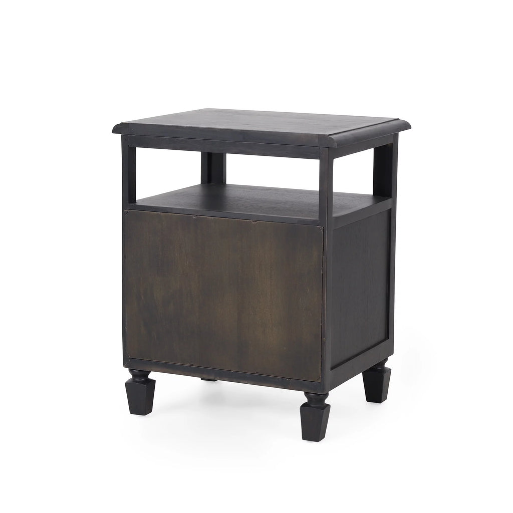 Acacia Wood and Cane Nightstand Z657795