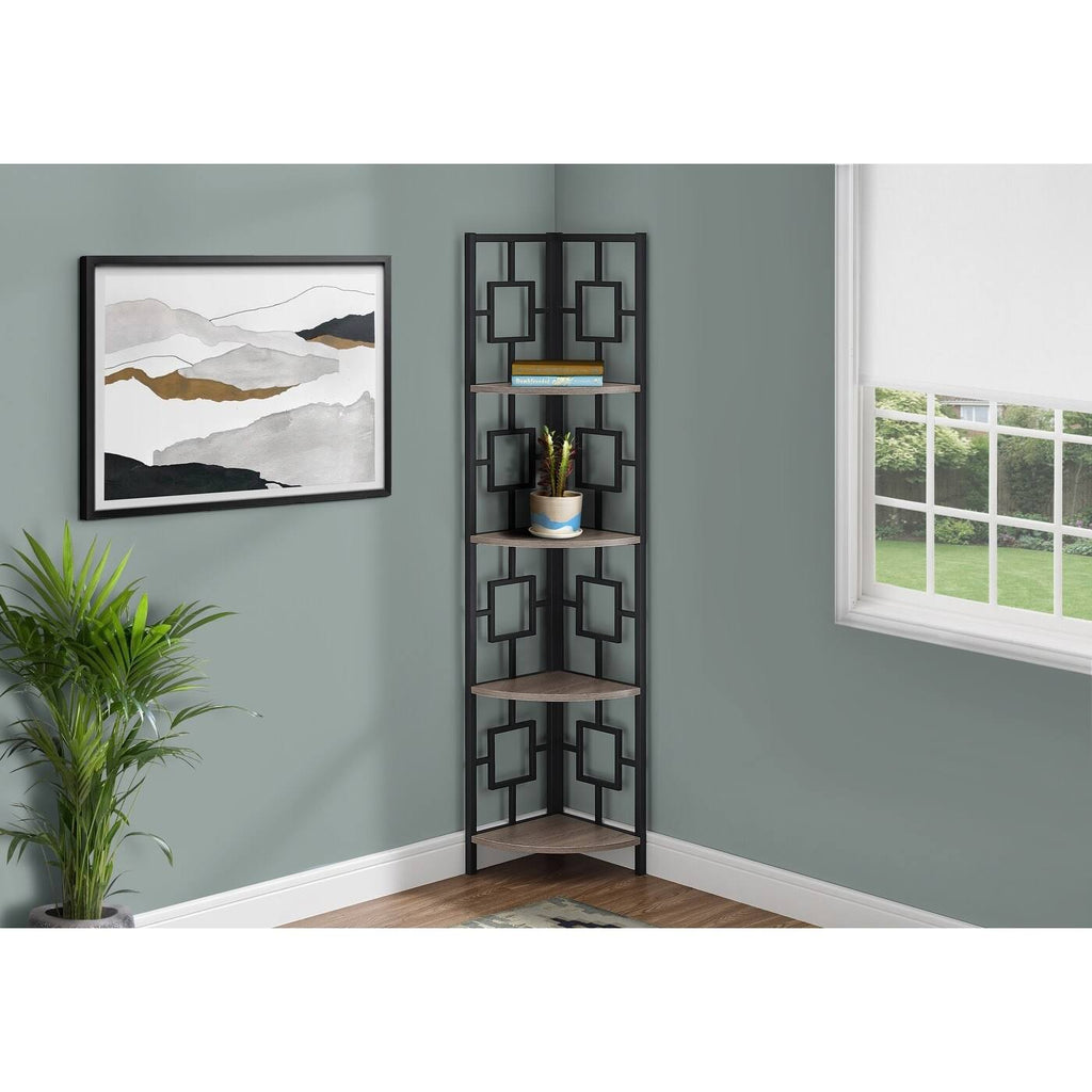 Dark Taupe 4-Tier Metal Etagere Bookshelf C908