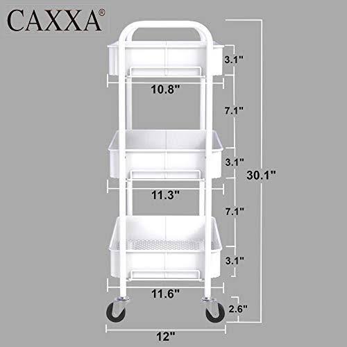 White 3-Tier Rolling Metal Utility Cart Y591
