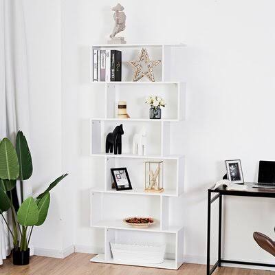 White Geometric Bookcase Q388351