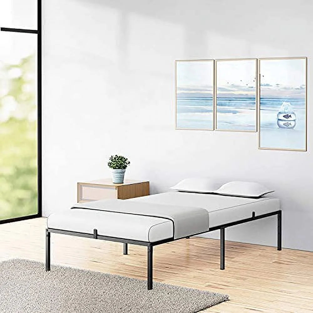 Black Metal Platform Bed Frame with Steel Slats S130155