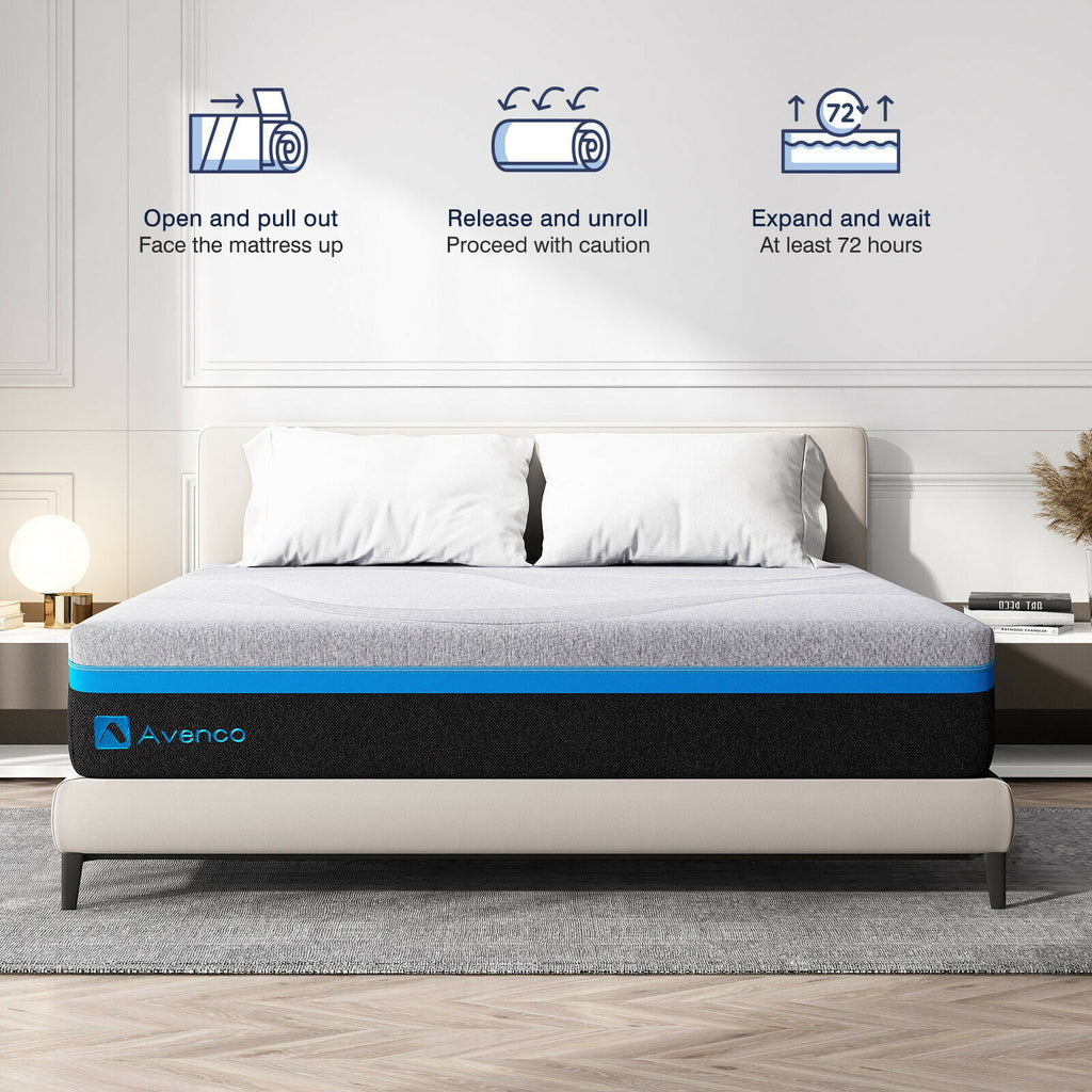 10 Inch Grey Queen Gel Memory Foam Mattress K58566