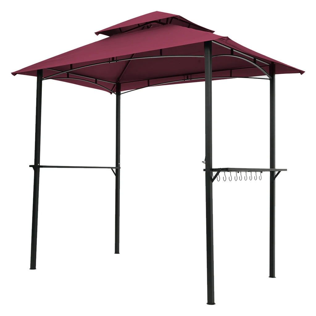 Burgundy Steel Frame Outdoor Grill Gazebo with Canopy Y670031