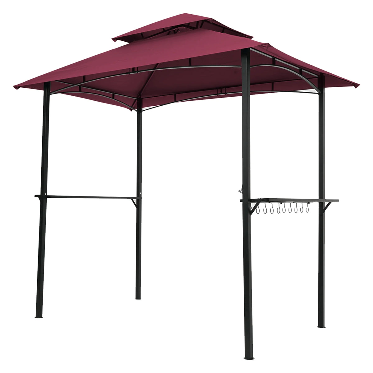 Burgundy Steel Frame Outdoor Grill Gazebo with Canopy Y670031