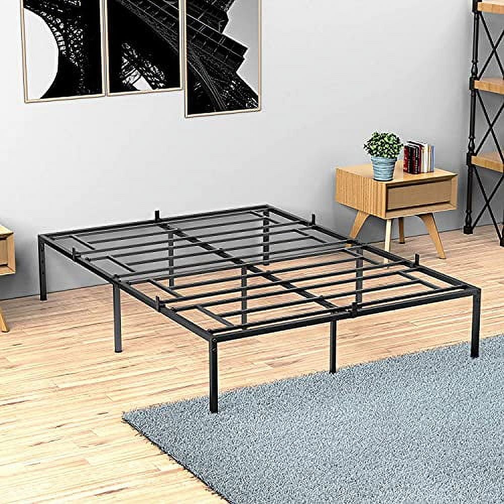 Black Metal Platform Bed Frame with Steel Slats S130155