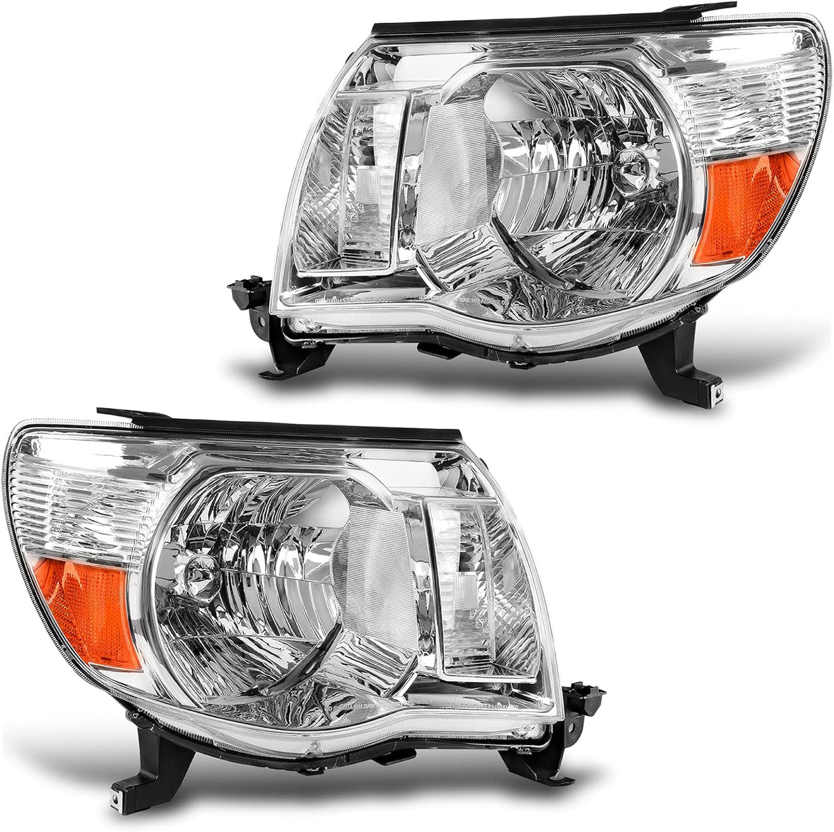 Headlight Assembly Chrome Housing with Amber Reflector Q837