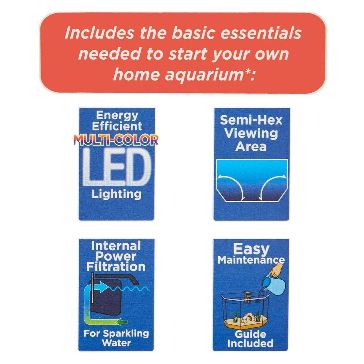 6.5-Gallon Semi-Hex Aquarium Kit with LED Lighting T26291