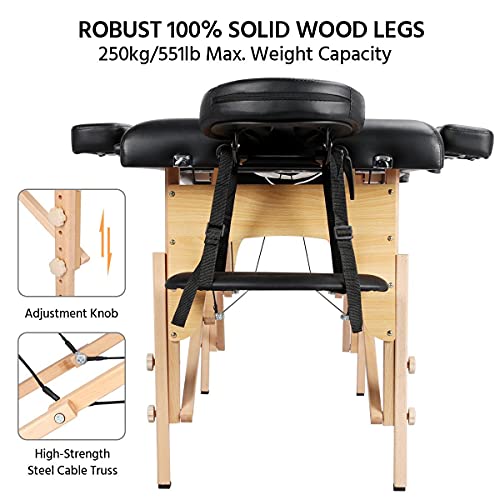 Portable Foldable Adjustable Massage Table 24 inch Black O840552