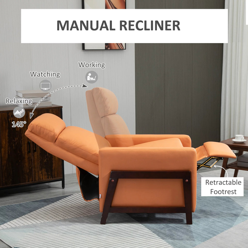 Orange Manual Recliner Chair with Footrest V31096