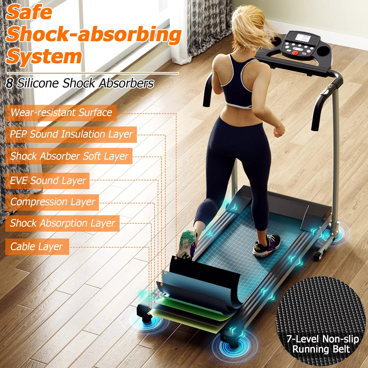2 HP Folding Treadmill with LCD Display J95052